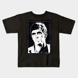 TONY MONTANA - Scarface (Black and White) Kids T-Shirt